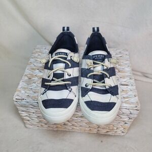 SPERRY Womens Nautical Sneakers Boat Shoes Seaside Retro Preppy 8.5 Canvas